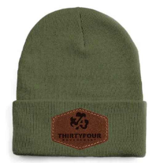 34 racer beanie green dark patch