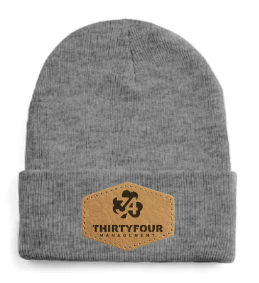 34 racer beanie gray light patch