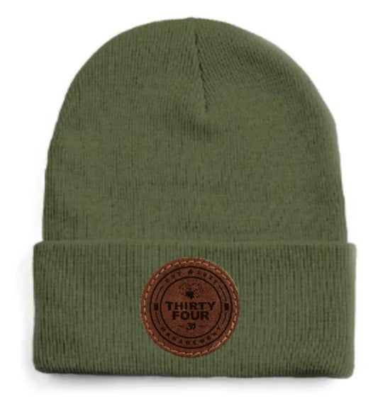 34 racer beanie green dark patch